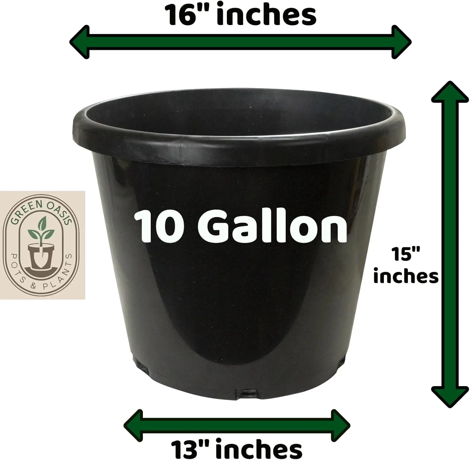 10 Gallon Premium Nursery Black Plastic Planter Garden Grow Pots (10)