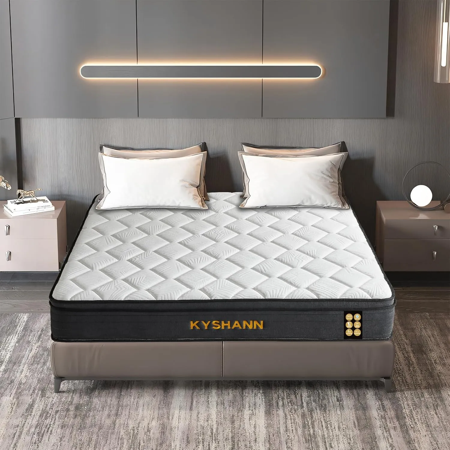 10 inch Queen Mattress Full Mattresses in a Box，Queen Size Mattress ，Hybrid Mattresses ，Motion Isolation Cool Sleep Breathable Pressure Relief，Support Compressed Easy Shipping 365 Night Trial