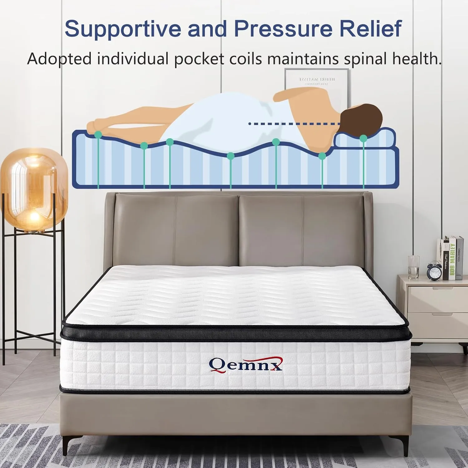 12 Inch Queen Hybrid Mattress – Medium Firm, Memory Foam & Responsive Pocket Springs, Enhanced Edge Support, Motion Isolation, Pressure Relief, Eco-Friendly, Compressed for Easy Setup