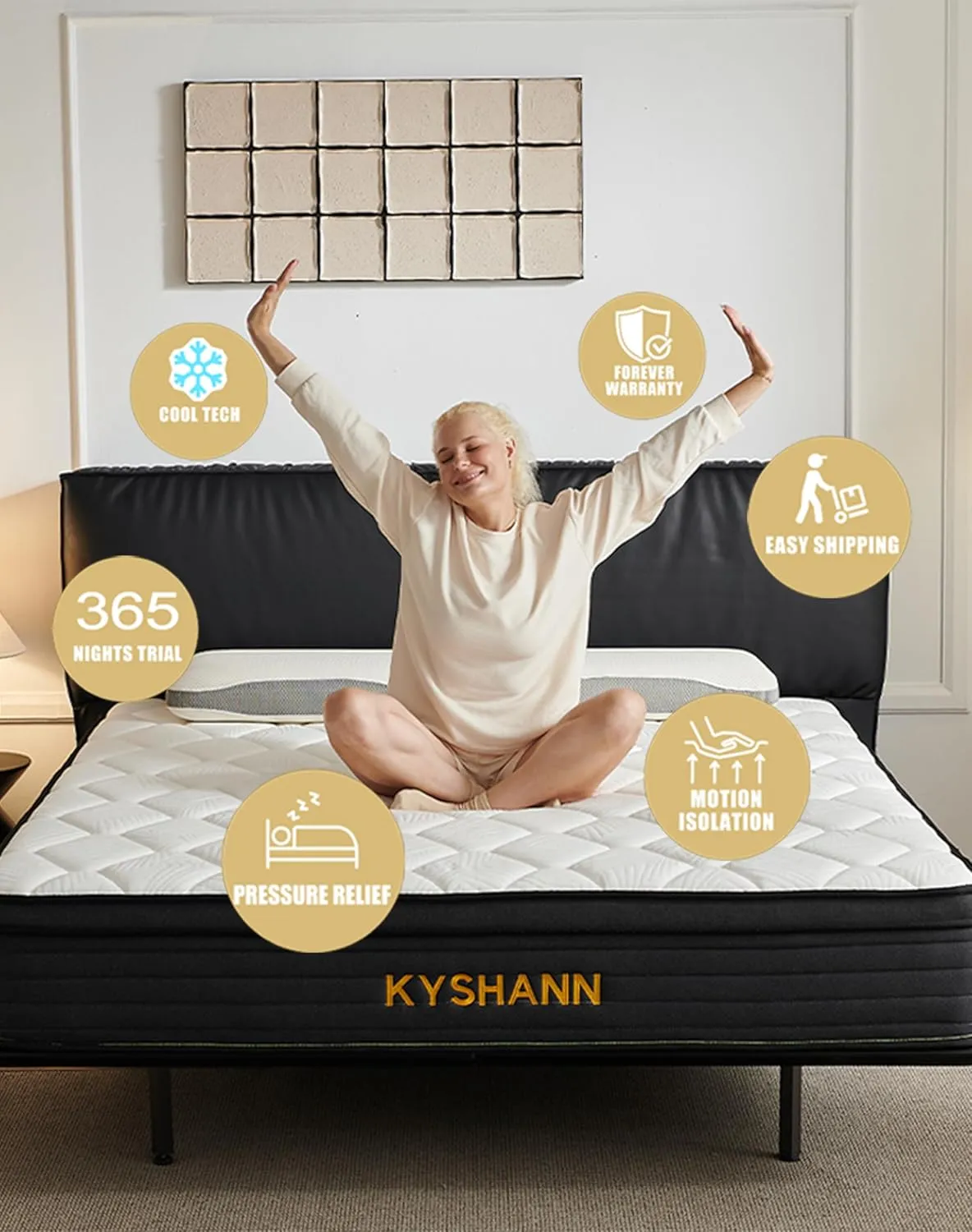 12 Inch Queen Mattress Full Size Mattresses in a Box Twin Hybrid Colchones,Motion Isolation Sleep Breathable Pressure Relief Support Compressed Easy Shipping 365 Night Trial