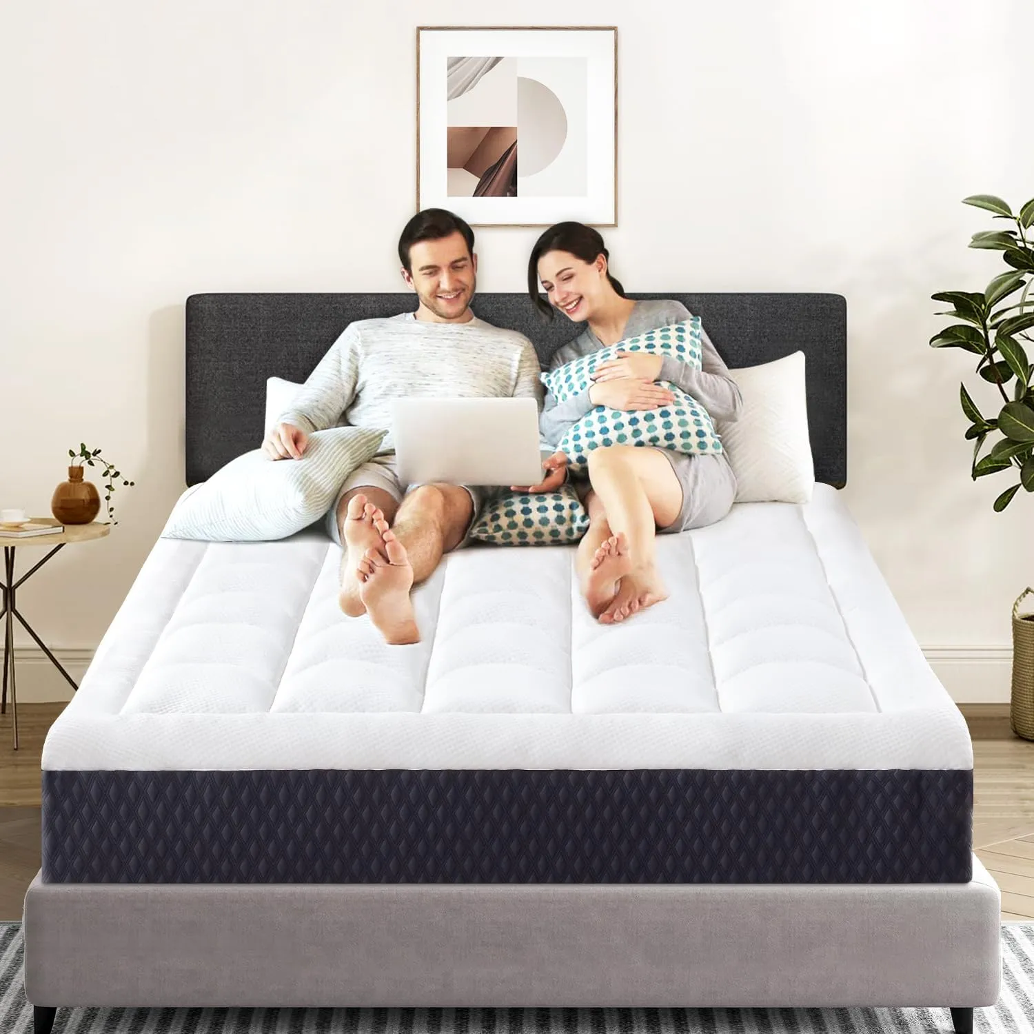 12 Inch Queen Mattress in a Box, Breathable Gel-Memory Foam Plus Pillowtop Mattress for Pressure Relief, CertiPUR-US Certified Bed in a Box, Fiberglass-Free