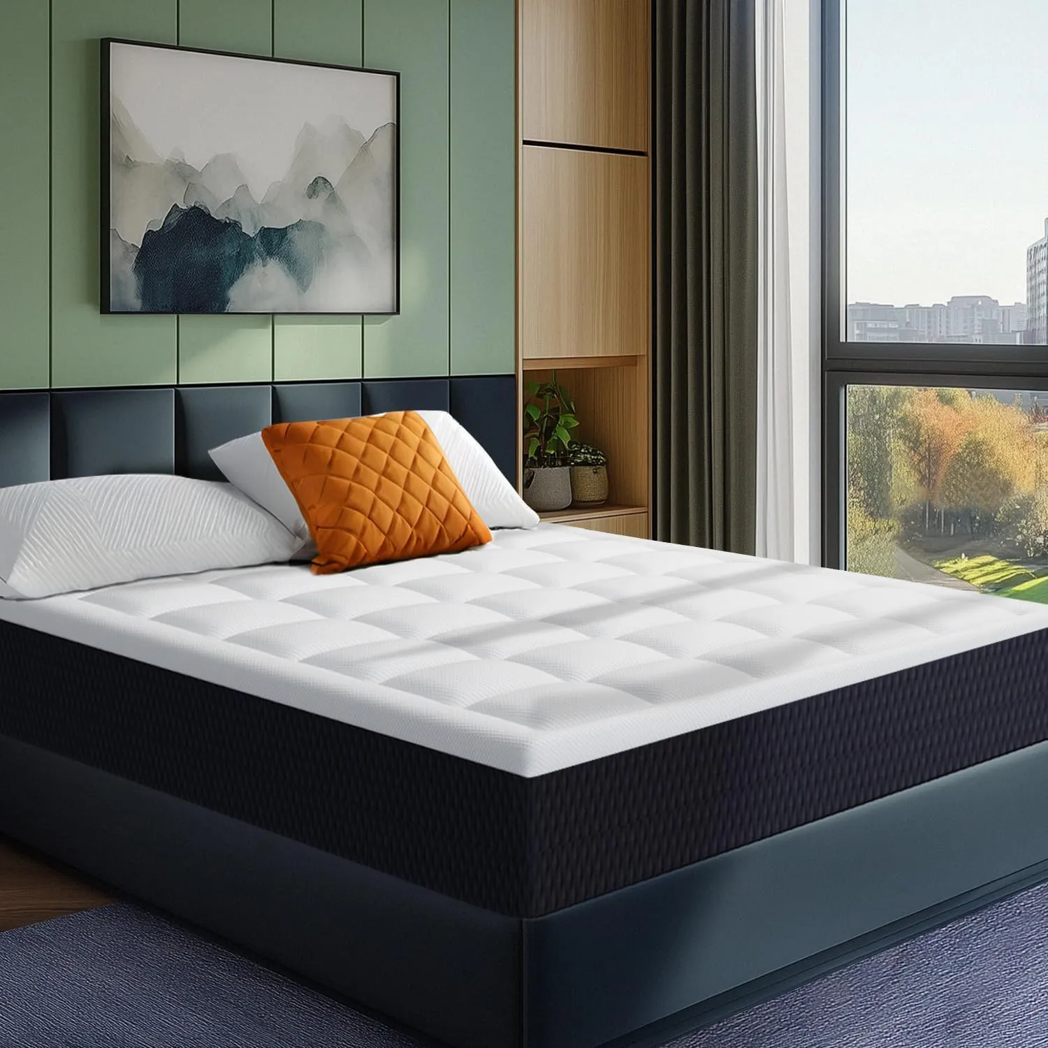 12 Inch Queen Mattress in a Box, Breathable Gel-Memory Foam Plus Pillowtop Mattress for Pressure Relief, CertiPUR-US Certified Bed in a Box, Fiberglass-Free