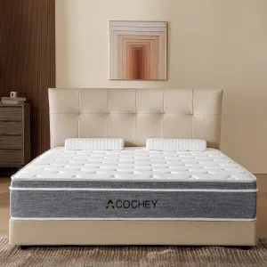 12 Inch Queen Mattress, Memory Foam & Spring Cooling Hybrid Mattresses,Medium Firm Bed Mattress in a Box,Quality Comfort Breathable,Pressure Relief, Fiberglass Free,CertiPUR-US
