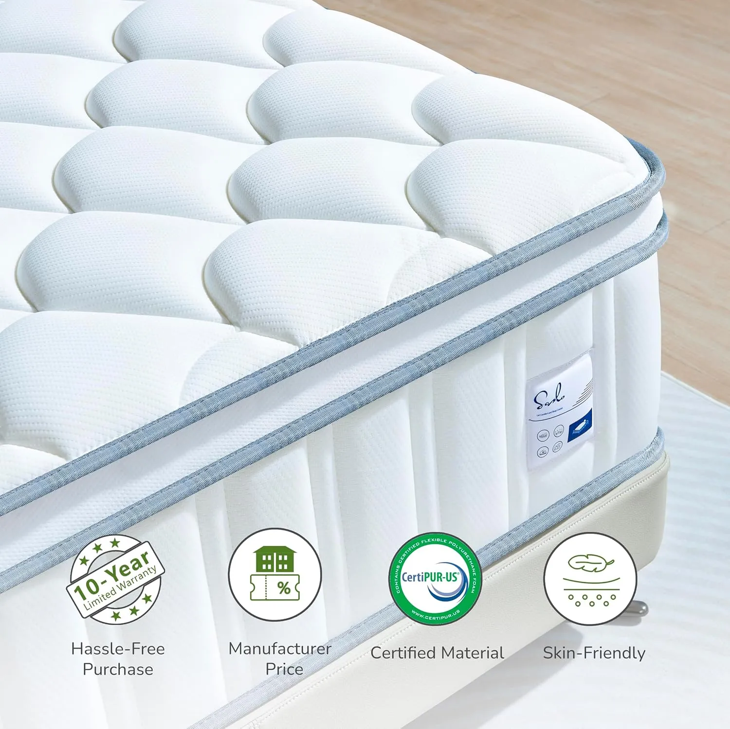 12 Inch Queen Size Hybrid Mattress with Cooling Gel and Individual Pocket Springs for Motion Isolation & Edge Support, Medium Firmness for Pressure Relief, CertiPUR-US Certified, in a Box