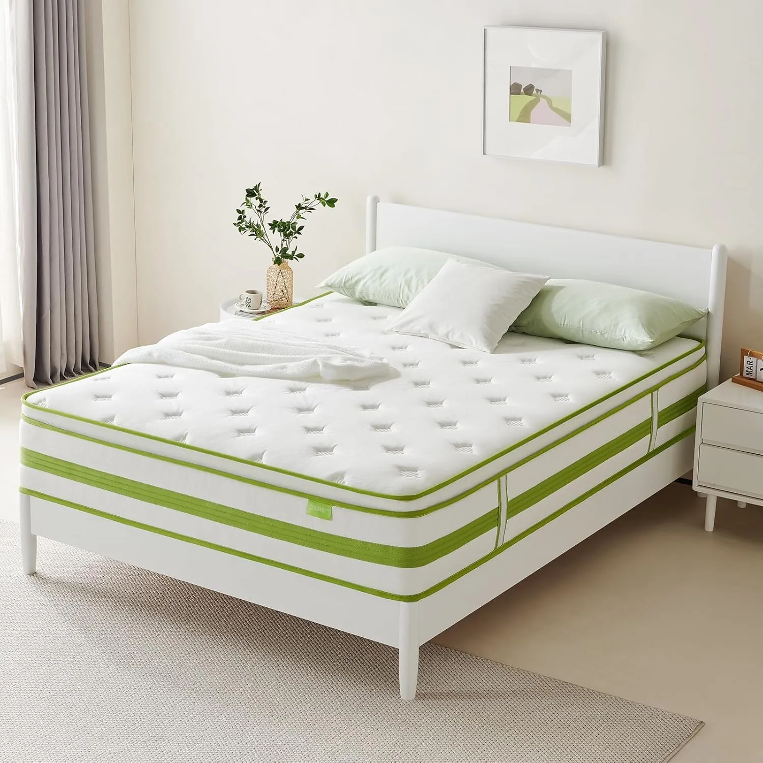 12 Inch Twin Mattress, Hybrid Mattress in a Box, Gel Memory Foam and Pocket Springs for Cooling Sleep and Pressure Relief, Organic Cotton Fabric Cover, Plush Feel, 39 * 75 * 12 Inch