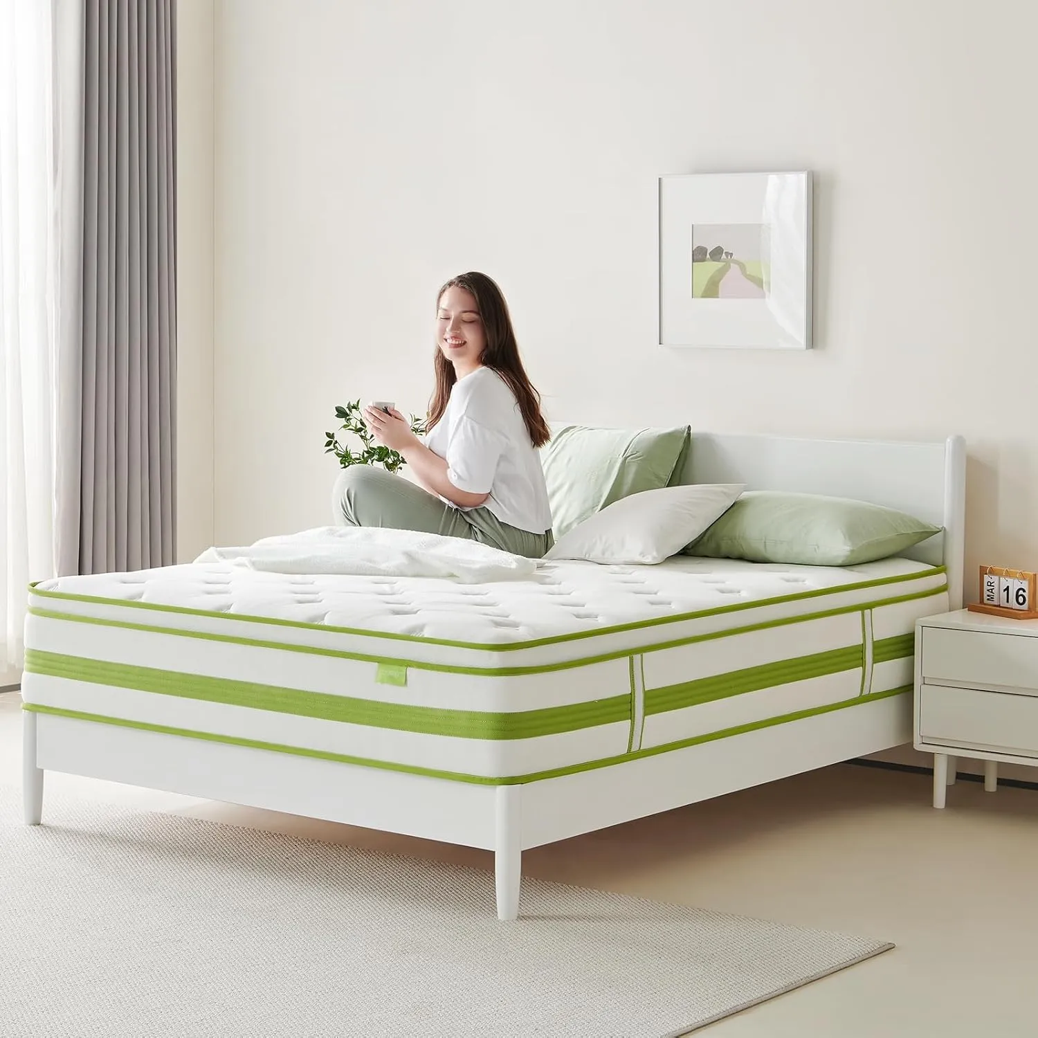 12 Inch Twin Mattress, Hybrid Mattress in a Box, Gel Memory Foam and Pocket Springs for Cooling Sleep and Pressure Relief, Organic Cotton Fabric Cover, Plush Feel, 39 * 75 * 12 Inch