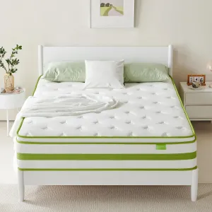 12 Inch Twin Mattress, Hybrid Mattress in a Box, Gel Memory Foam and Pocket Springs for Cooling Sleep and Pressure Relief, Organic Cotton Fabric Cover, Plush Feel, 39 * 75 * 12 Inch