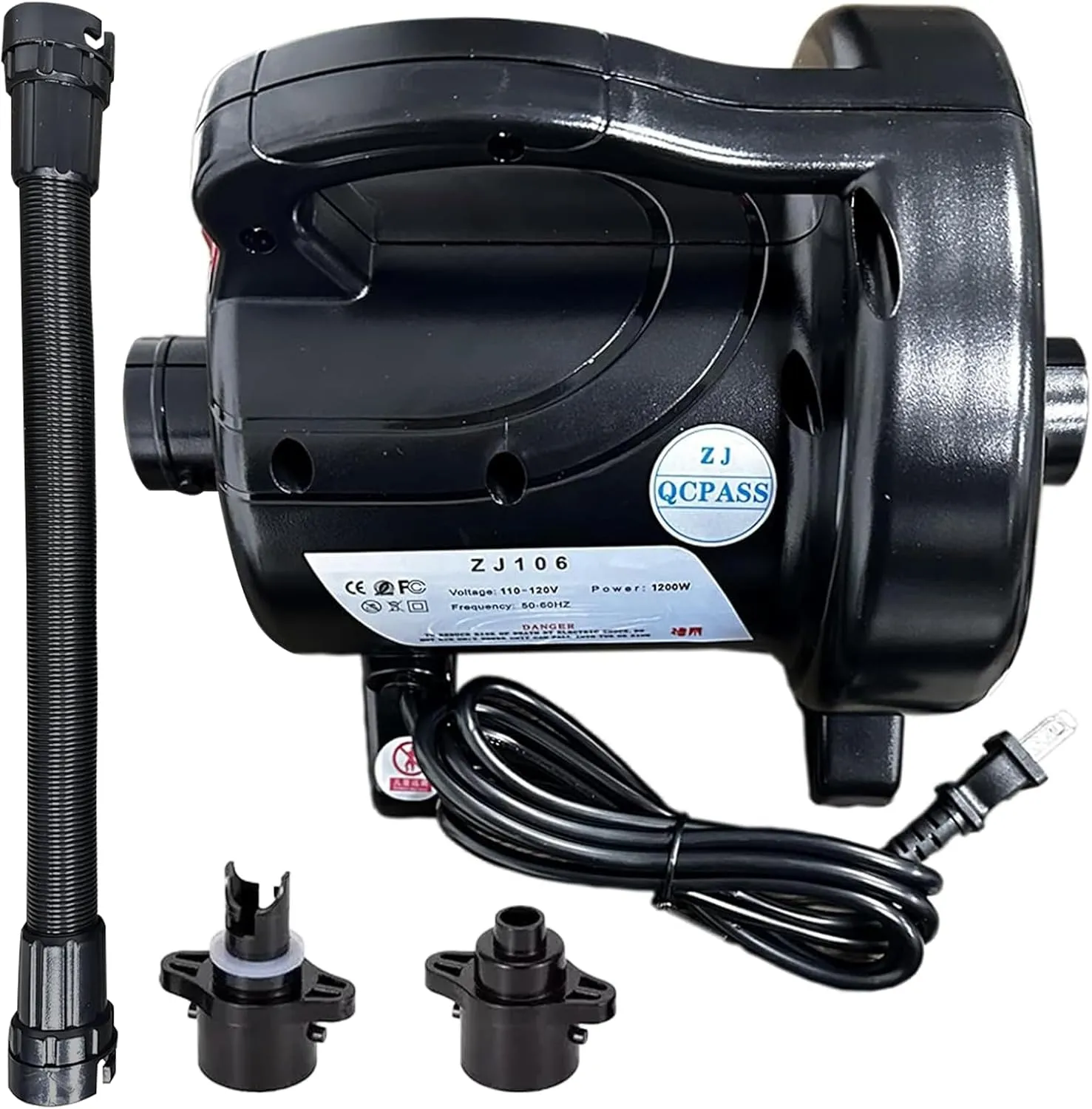 1200W Fast Electric Air Pump, Dual Nozzles for Inflatable Mirror Ball,Mattress, Pool Floats, Rafts, Quick Inflation Deflation, Portable Travel Pump