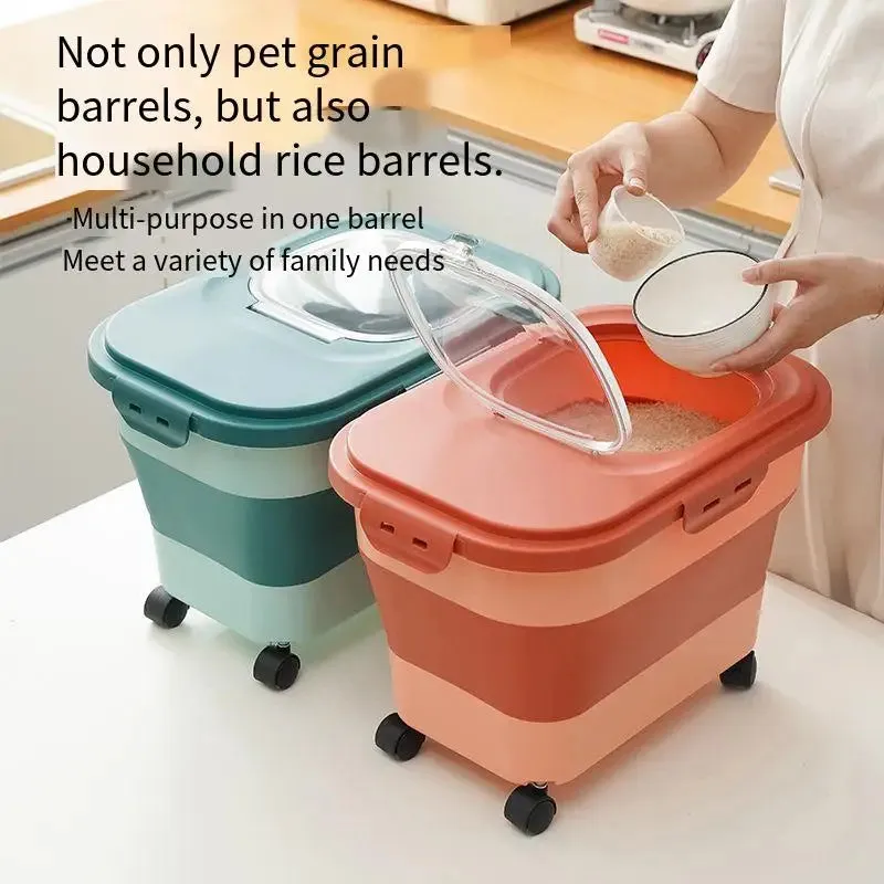 13/33LB Collapsible Cat Dog Food Storage Container Folding Pet Food Container Airtight Sealing Box kitchen Grain Storage Boxes