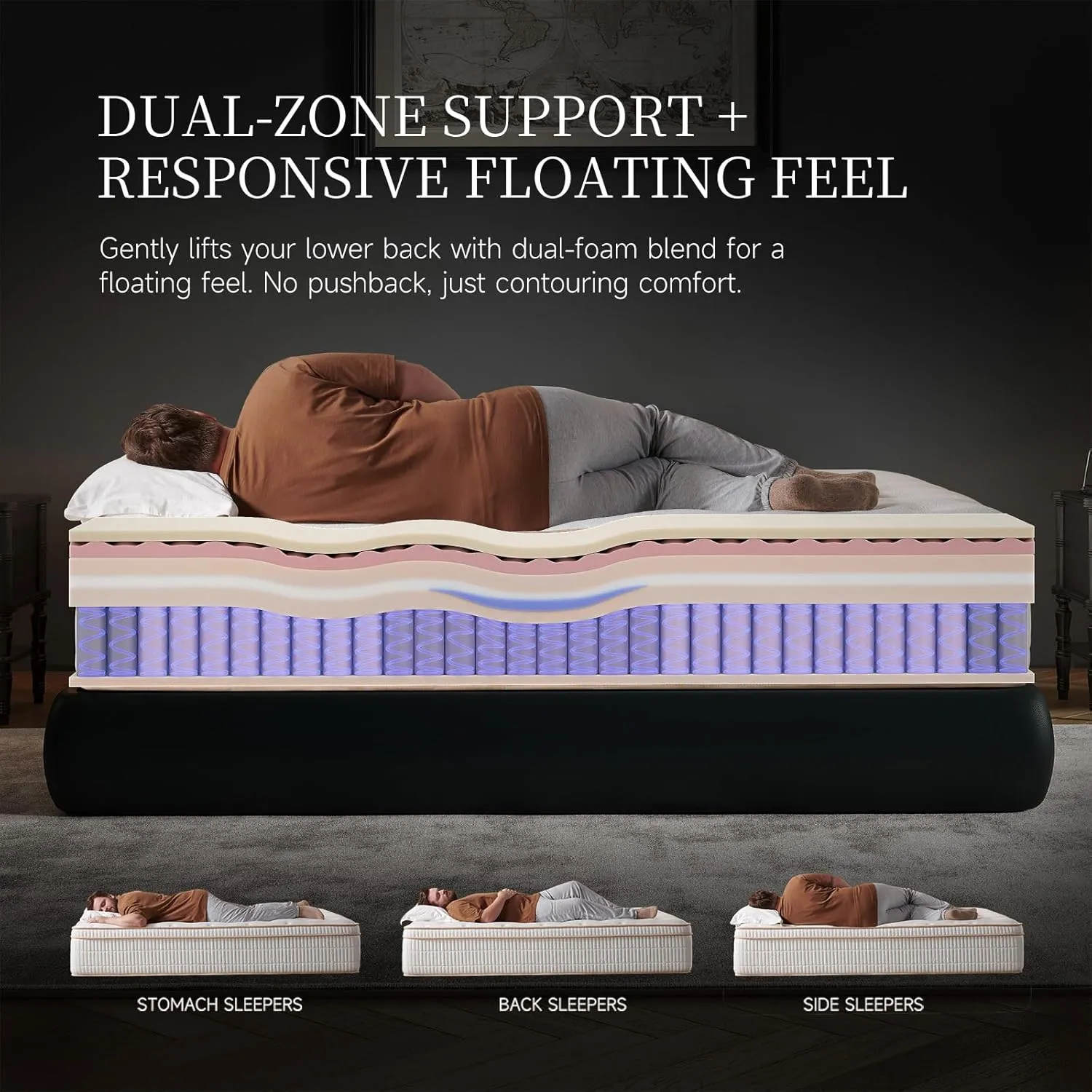 14 Inch Queen Hybrid Mattress, Cooling Gel Memory Foam & Zoned Pocket Coils, Pressure Relief, Motion Isolation, Breathable Bed in a Box, CertiPUR-US Certified