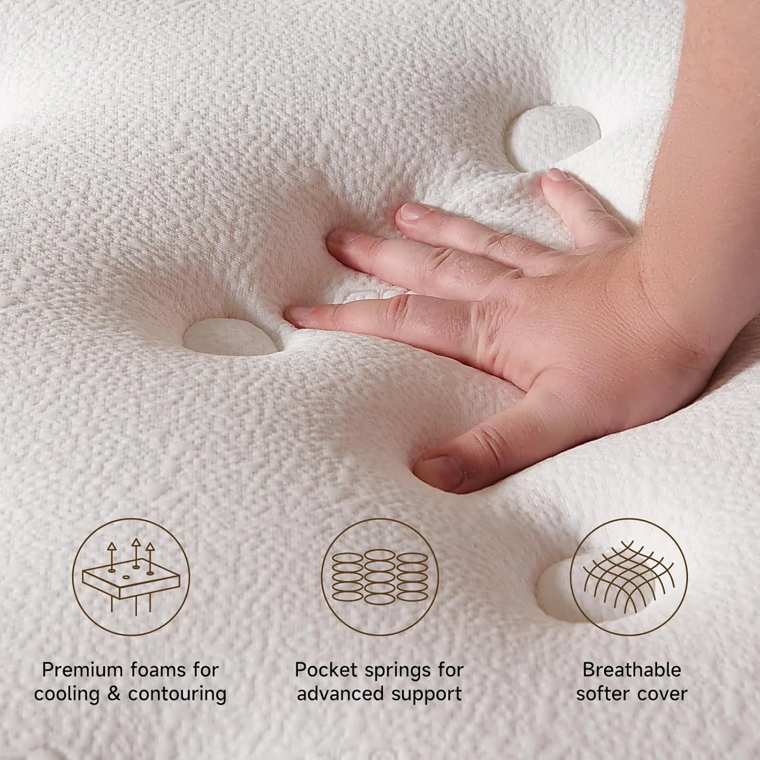14 Inch Queen Hybrid Mattress, Cooling Gel Memory Foam & Zoned Pocket Coils, Pressure Relief, Motion Isolation, Breathable Bed in a Box, CertiPUR-US Certified