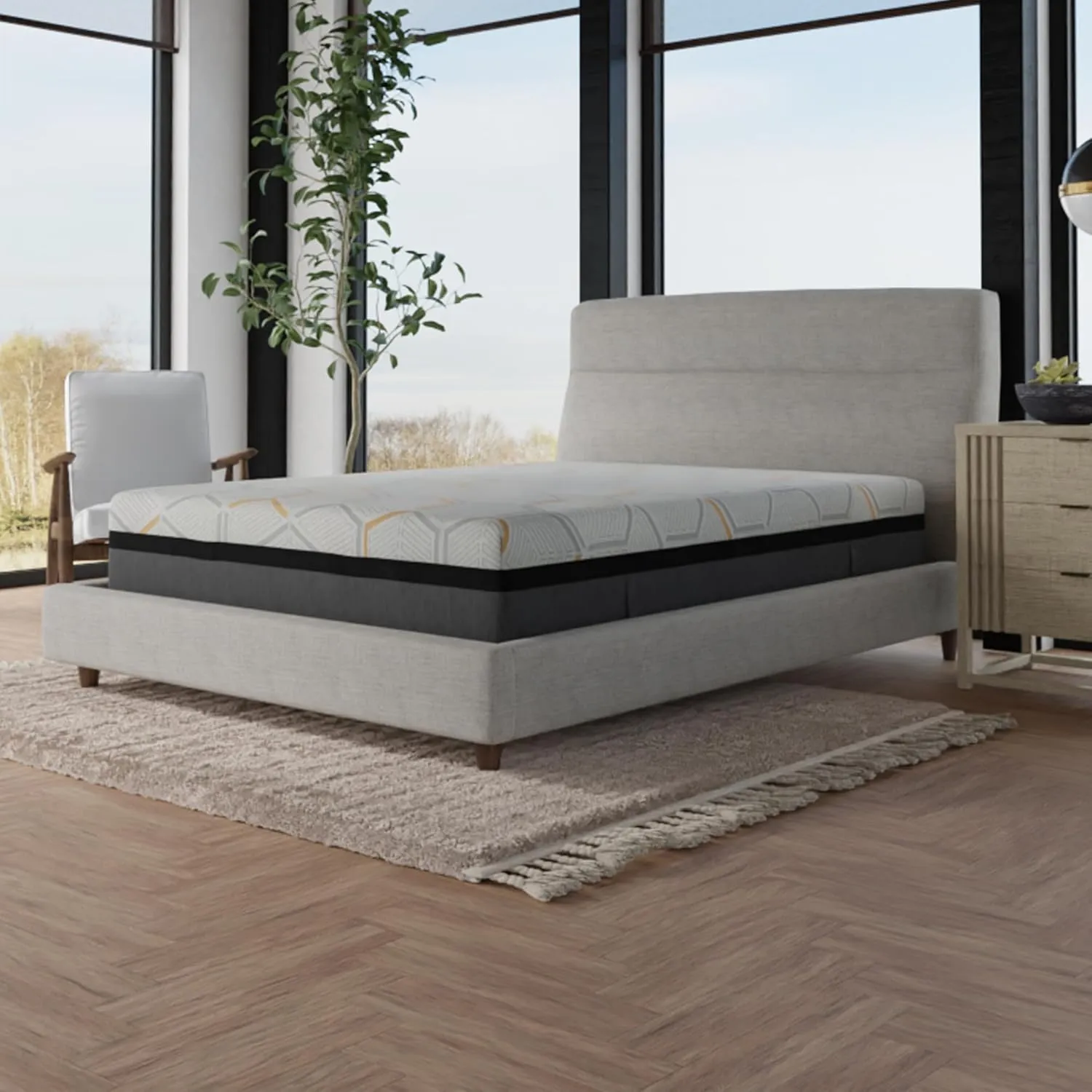 14" Copper Gel Cooling Memory Foam Mattress with Edge Support and Air Ridge Foam Twin Long