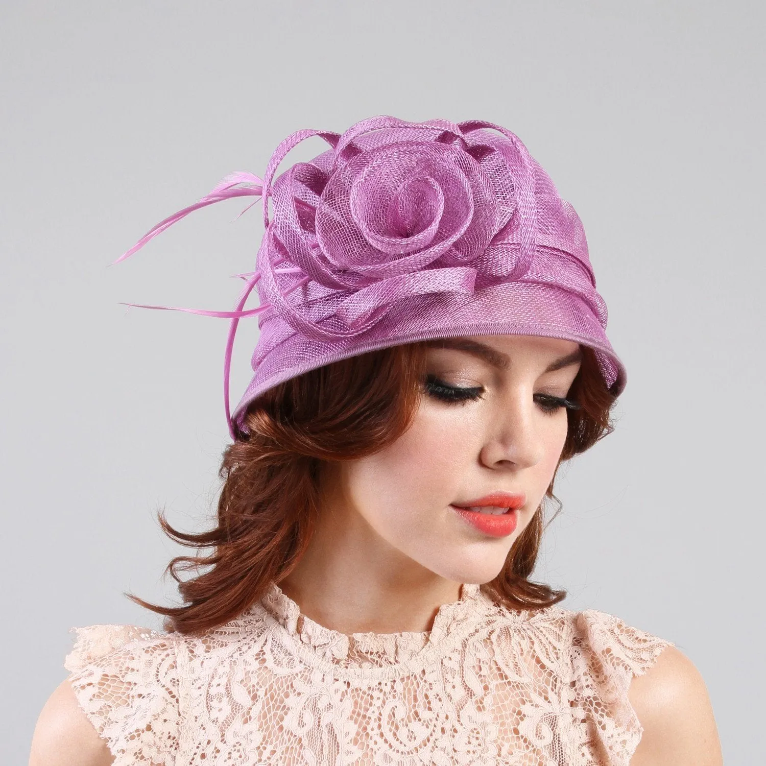 1920s Flapper Sinamay Bucket Hat in Lavender - SOLD
