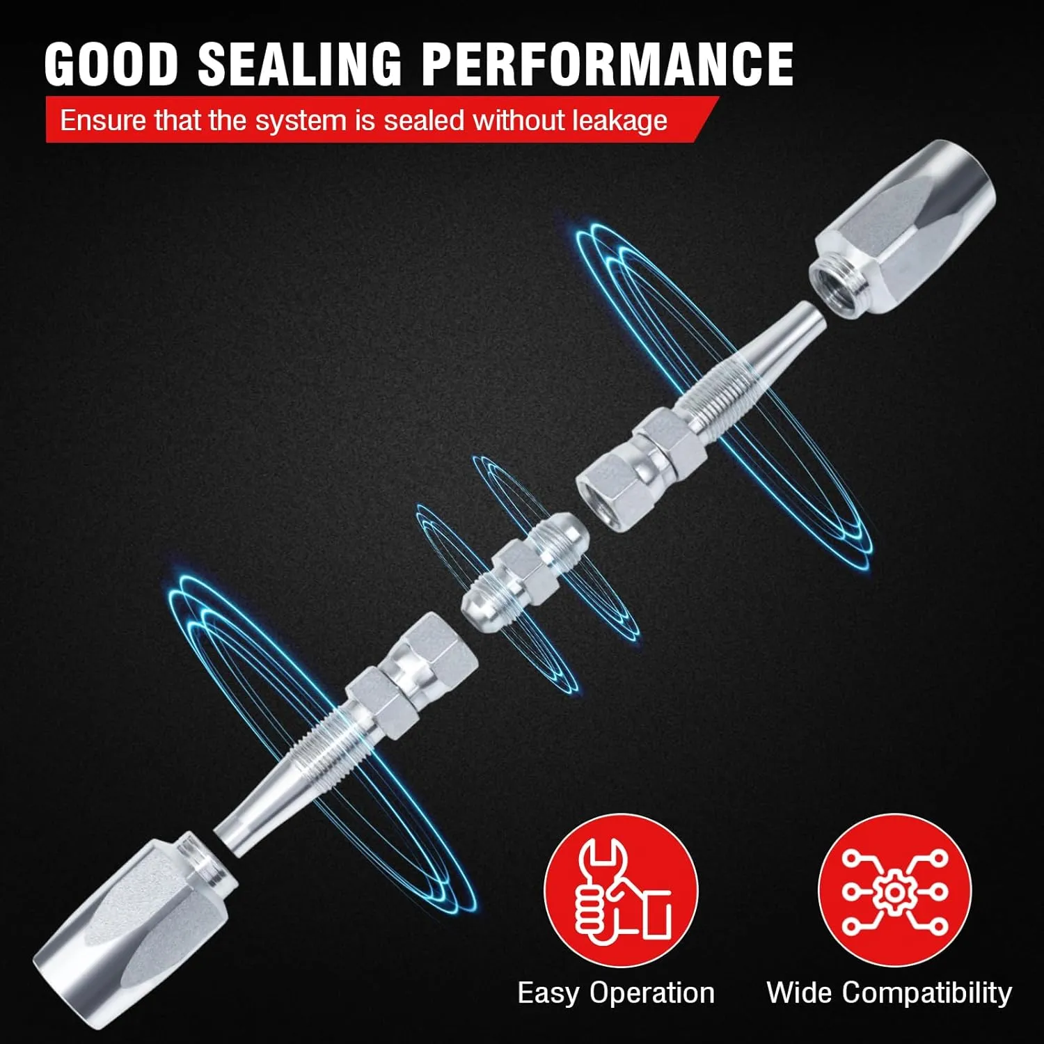 2-Pack Hydraulic Hose Field Repair Kit,3/8" Inner Diameter Reusable