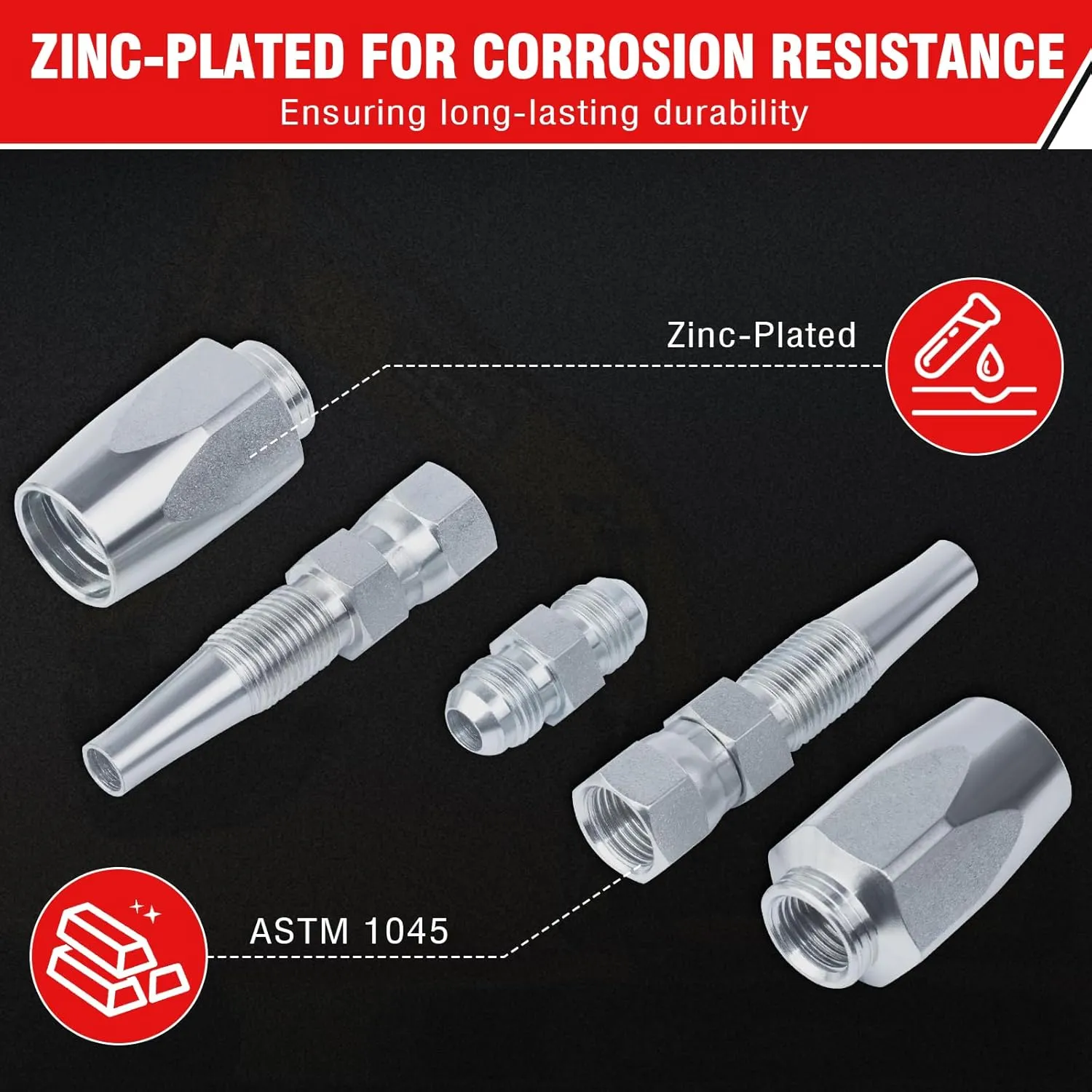 2-Pack Hydraulic Hose Field Repair Kit,3/8" Inner Diameter Reusable
