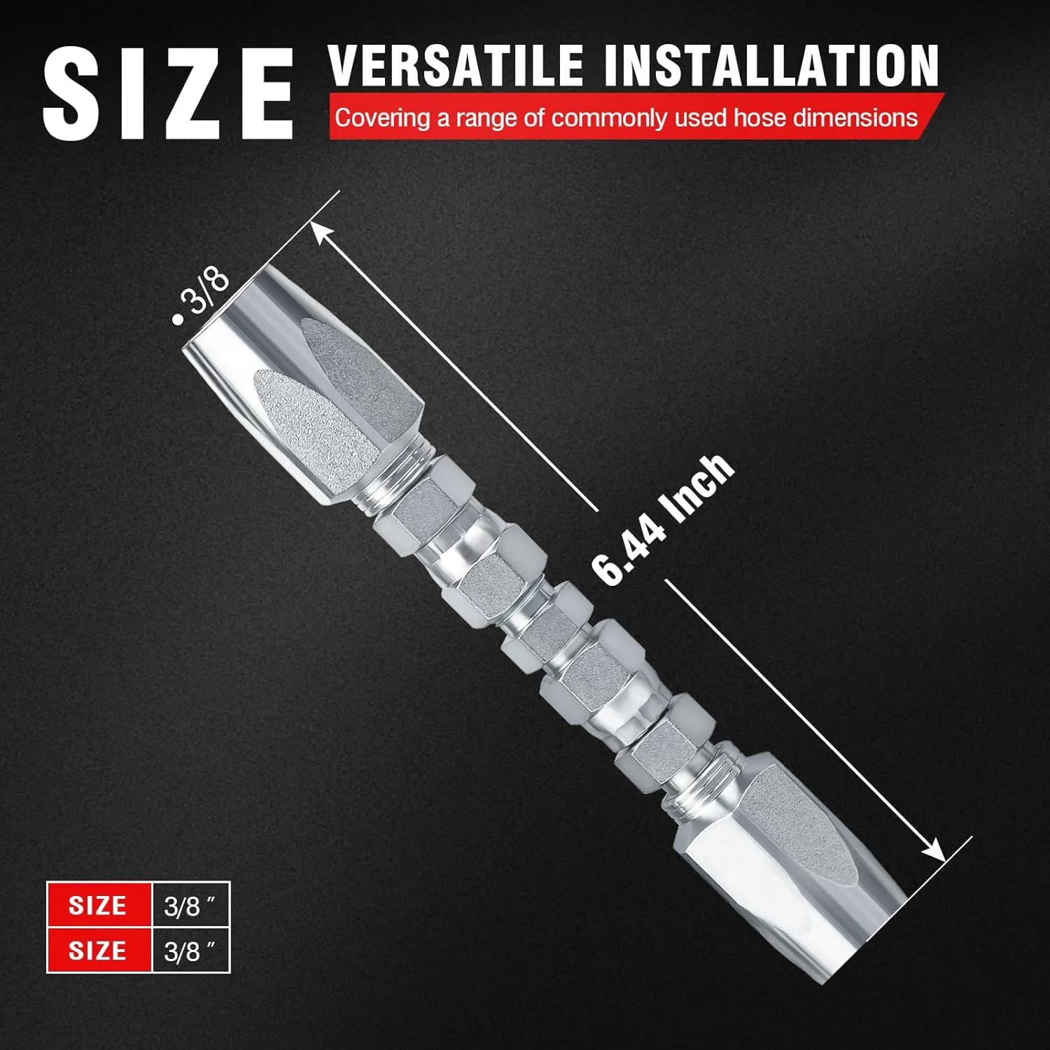 2-Pack Hydraulic Hose Field Repair Kit,3/8" Inner Diameter Reusable