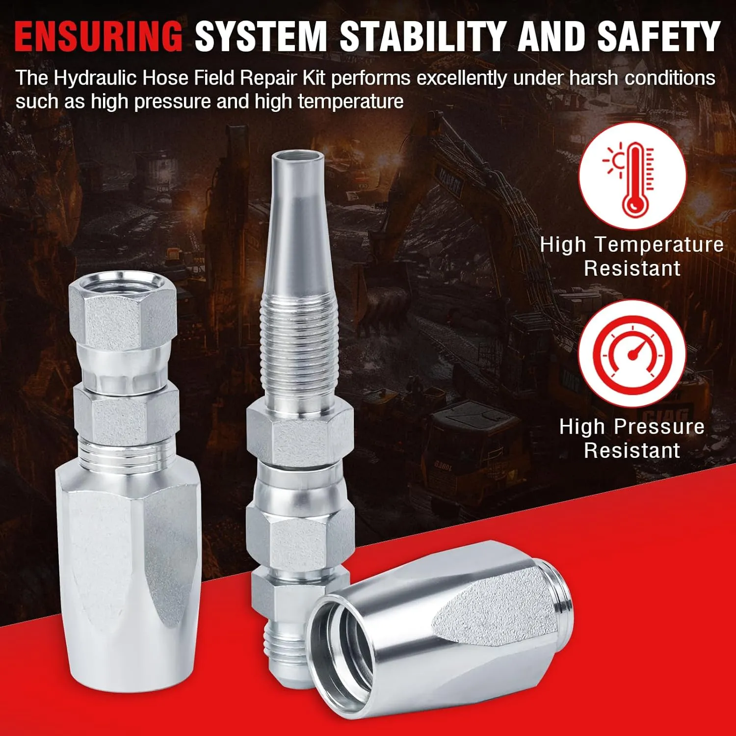 2-Pack Hydraulic Hose Field Repair Kit,3/8" Inner Diameter Reusable