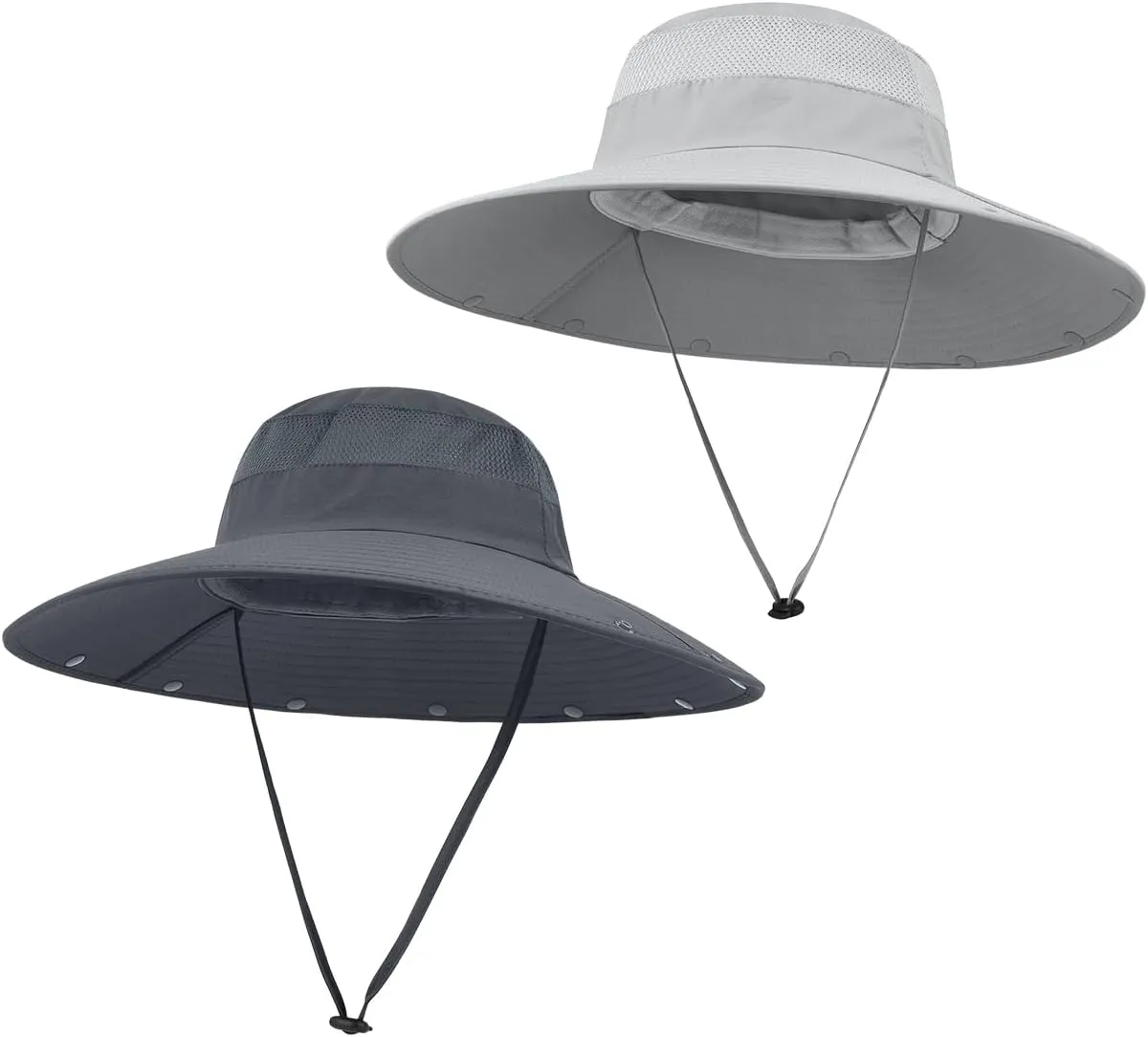 2 Pack Outdoor UV Protection Wide Brim Sun Hat,UPF50  Fishing Hat for Men & Women with Large Neck Flap