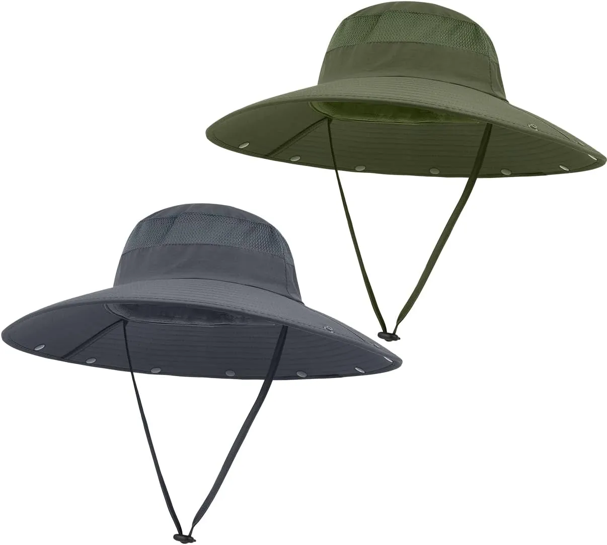 2 Pack Outdoor UV Protection Wide Brim Sun Hat,UPF50  Fishing Hat for Men & Women with Large Neck Flap