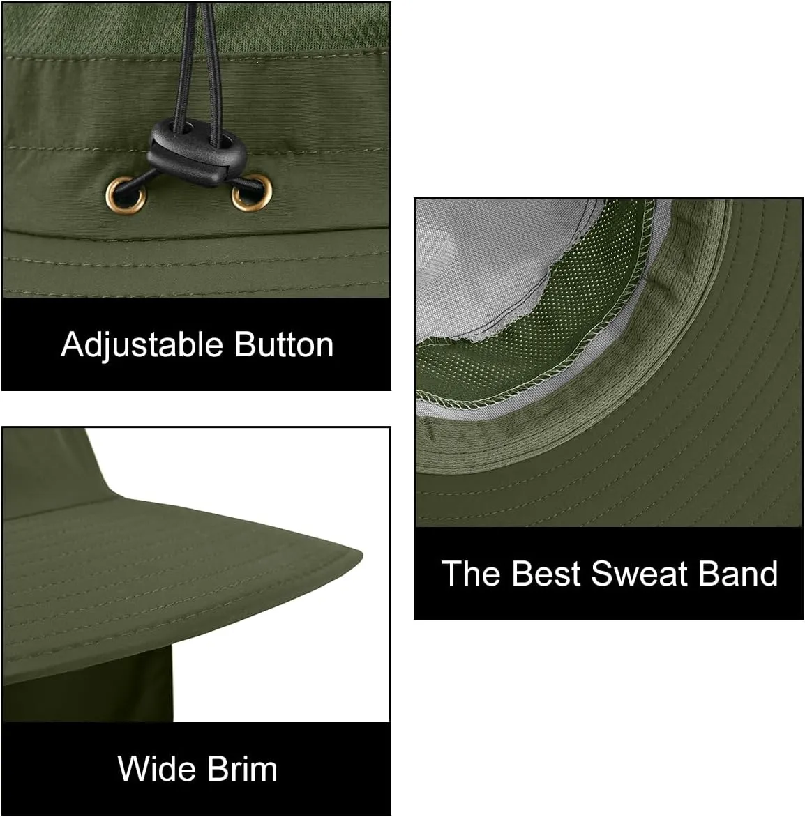 2 Pack Outdoor UV Protection Wide Brim Sun Hat,UPF50  Fishing Hat for Men & Women with Large Neck Flap