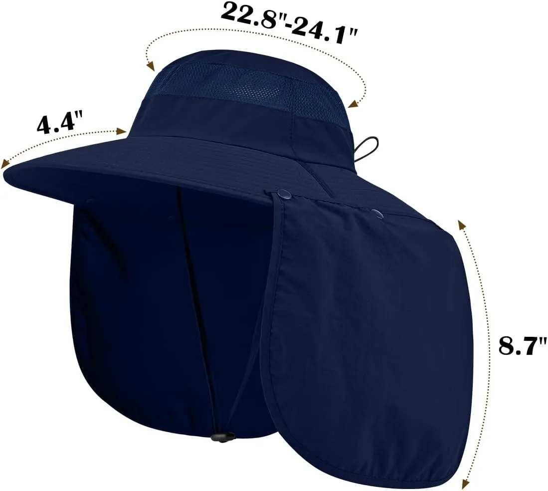 2 Pack Outdoor UV Protection Wide Brim Sun Hat,UPF50  Fishing Hat for Men & Women with Large Neck Flap