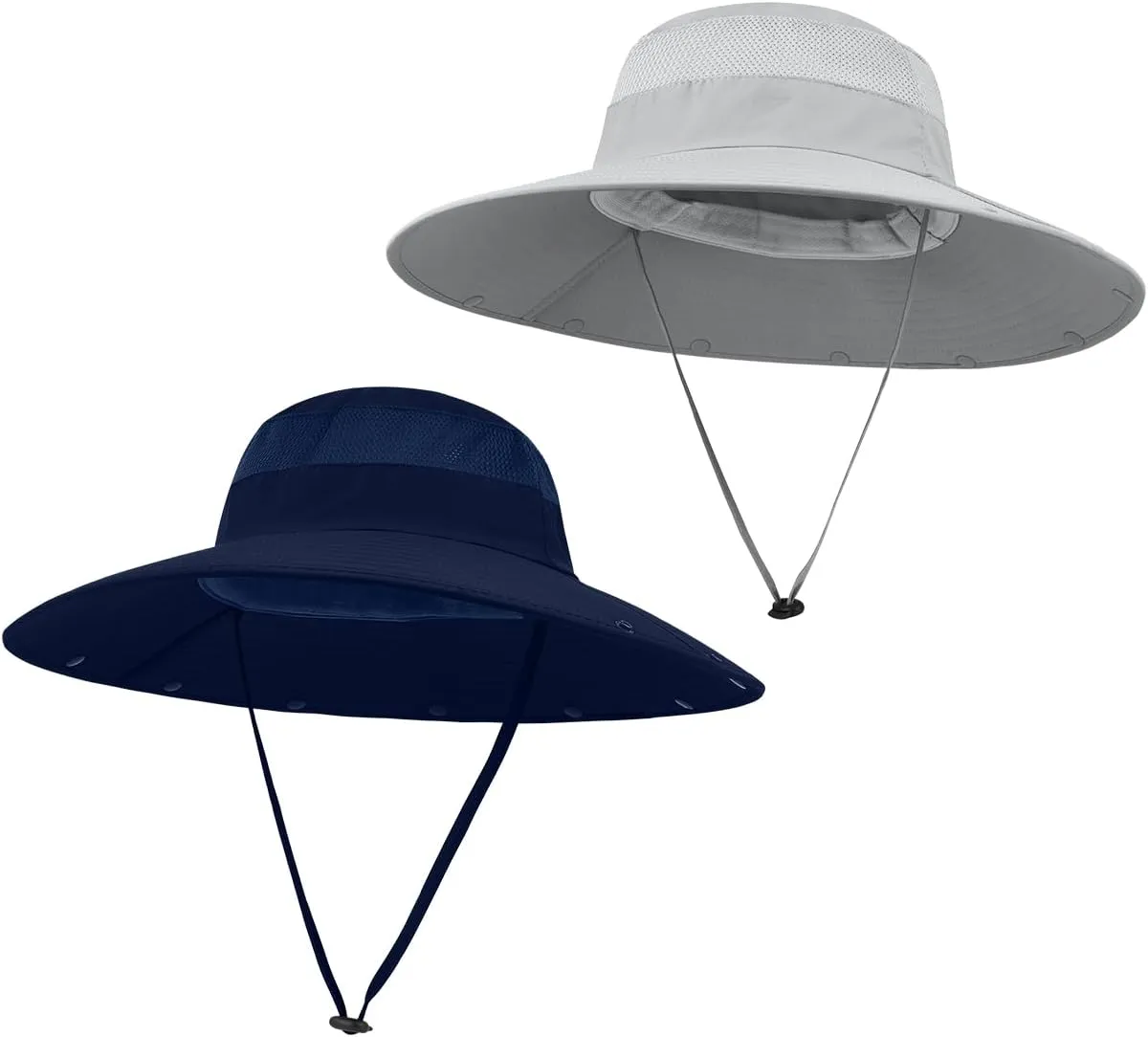 2 Pack Outdoor UV Protection Wide Brim Sun Hat,UPF50  Fishing Hat for Men & Women with Large Neck Flap
