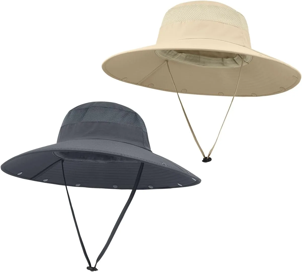 2 Pack Outdoor UV Protection Wide Brim Sun Hat,UPF50  Fishing Hat for Men & Women with Large Neck Flap