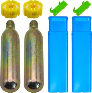 2 Pack PFD 24/33 Grams CO2 Cylinder Cartridge 1/2-inch Thread for Inflatable Life Jacket Life Vest Lifesaving Belt for Water Sports Fishing, Surfing, Sea Activities