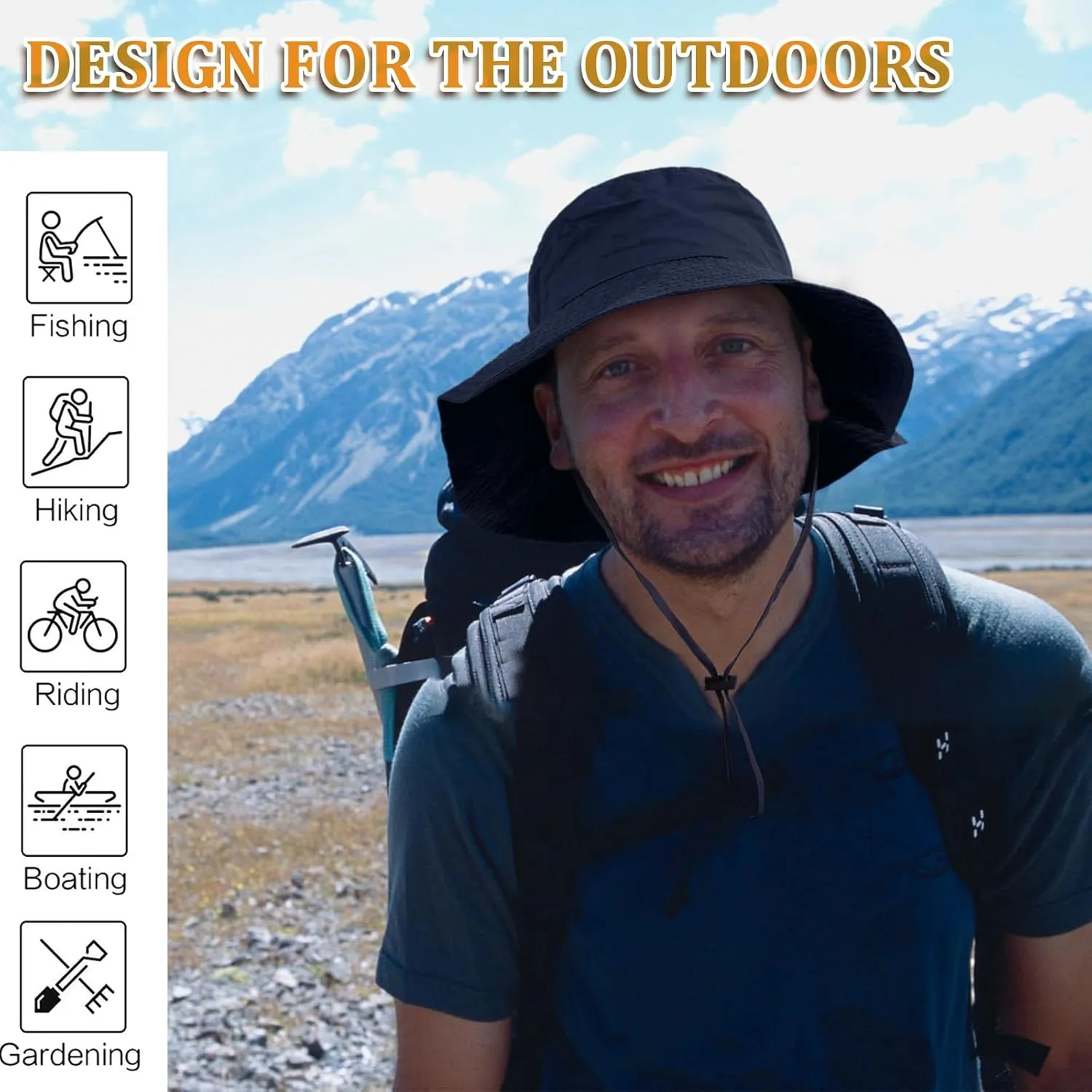 2 Pack Waterproof Sun Hats for Women Men UV Protection Packable Brimmed Floppy Rain Hat Lightweight Bucket Hats for Outdoor