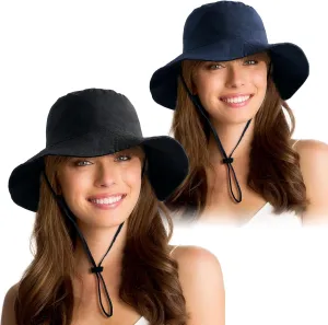 2 Pack Waterproof Sun Hats for Women Men UV Protection Packable Brimmed Floppy Rain Hat Lightweight Bucket Hats for Outdoor