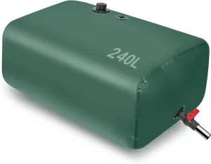 240L/63.4Gal Emergency Water Storage Bladders - Large Capacity Soft Water Bag, Foldable Bladder Tank for Drought Resistant, Including Spigots and Overflow Kit