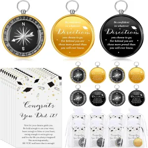 25 Sets Class of 2025 Graduation Gifts Pocket Compass Keychain Inspirational Cards Organza Bags You Did It College Grad Party Favor for Student Friend Graduation Gift