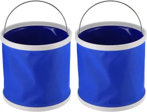 2pcs Collapsible Bucket,9l Blue Portable Folding Buckets Water Container Round Waterproof Kitchen Folding Storage Buckets for Outdoor Camping Hiking