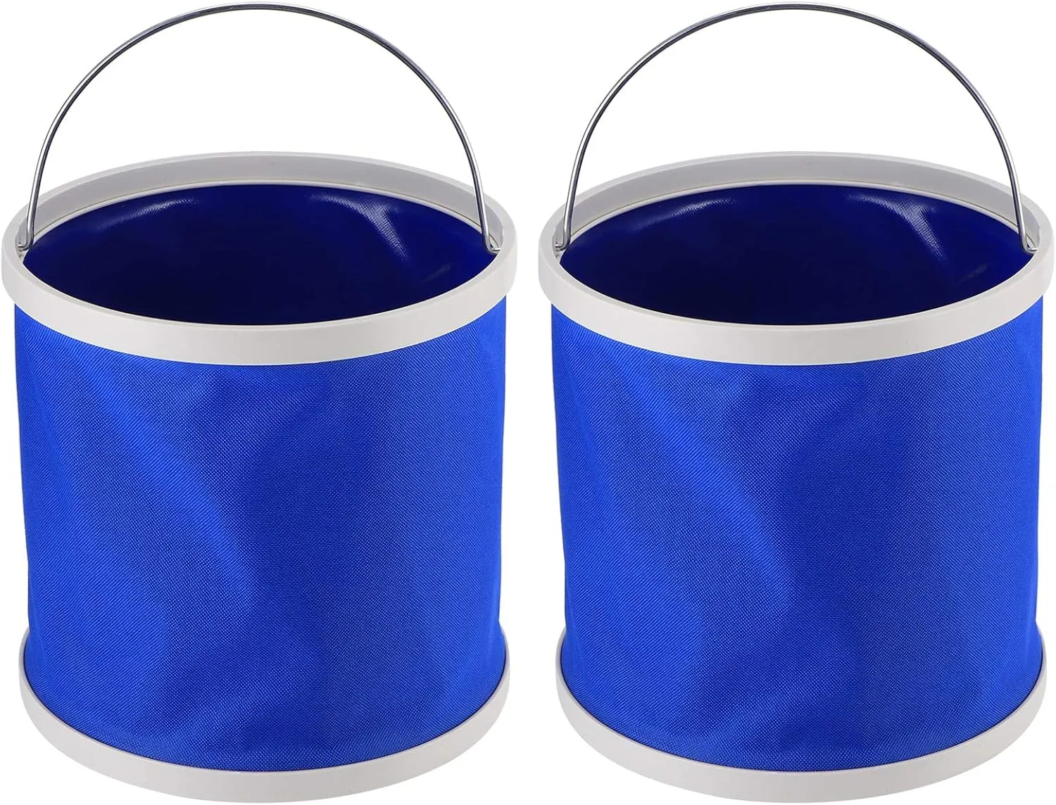 2pcs Collapsible Bucket,9l Blue Portable Folding Buckets Water Container Round Waterproof Kitchen Folding Storage Buckets for Outdoor Camping Hiking