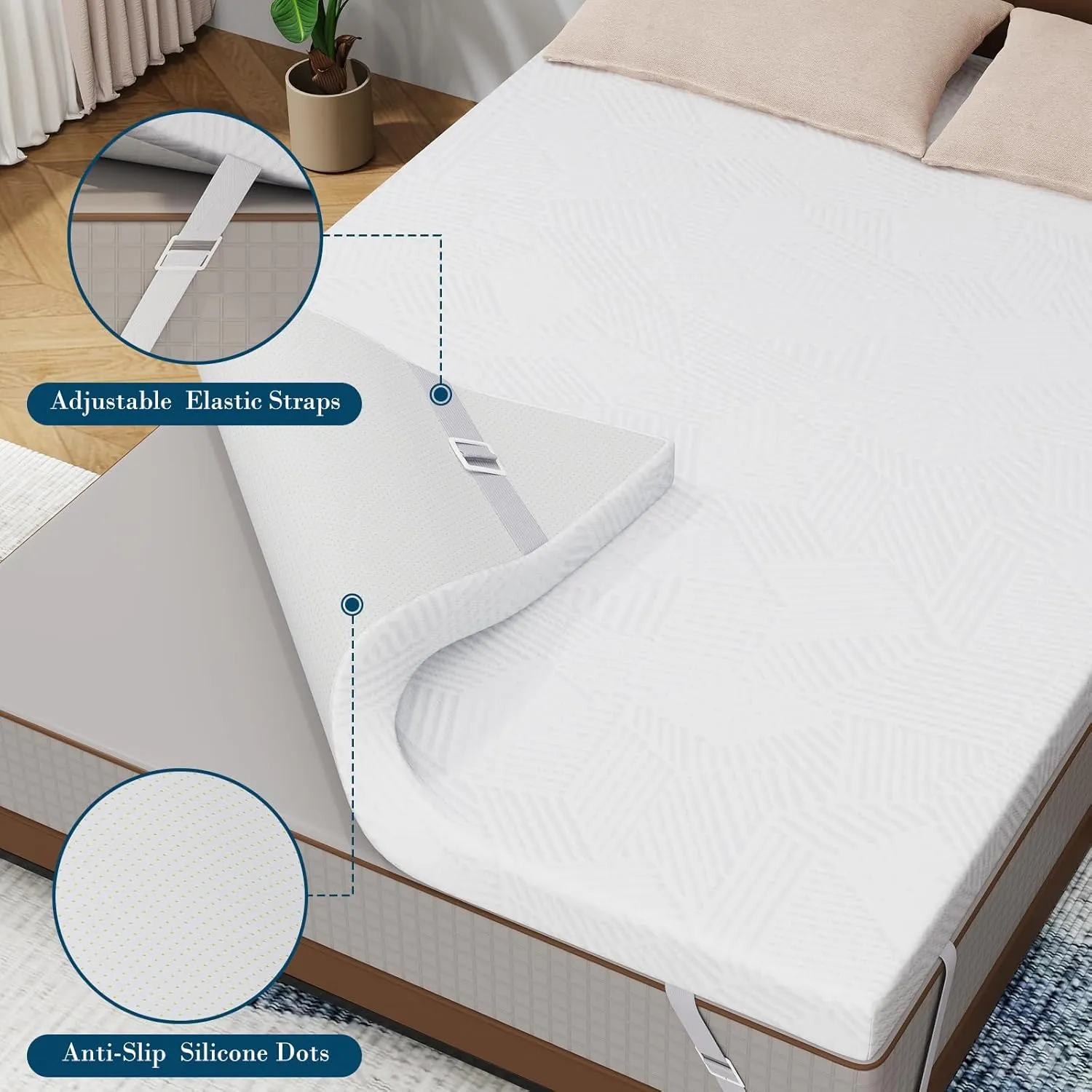 3 Inch Full Size Memory Foam Mattress Topper, Cooling Gel Bed Topper with Removable Cover, Soft & Pain Relief & Breathable, CertiPUR-US & Oeko-Tex Certified