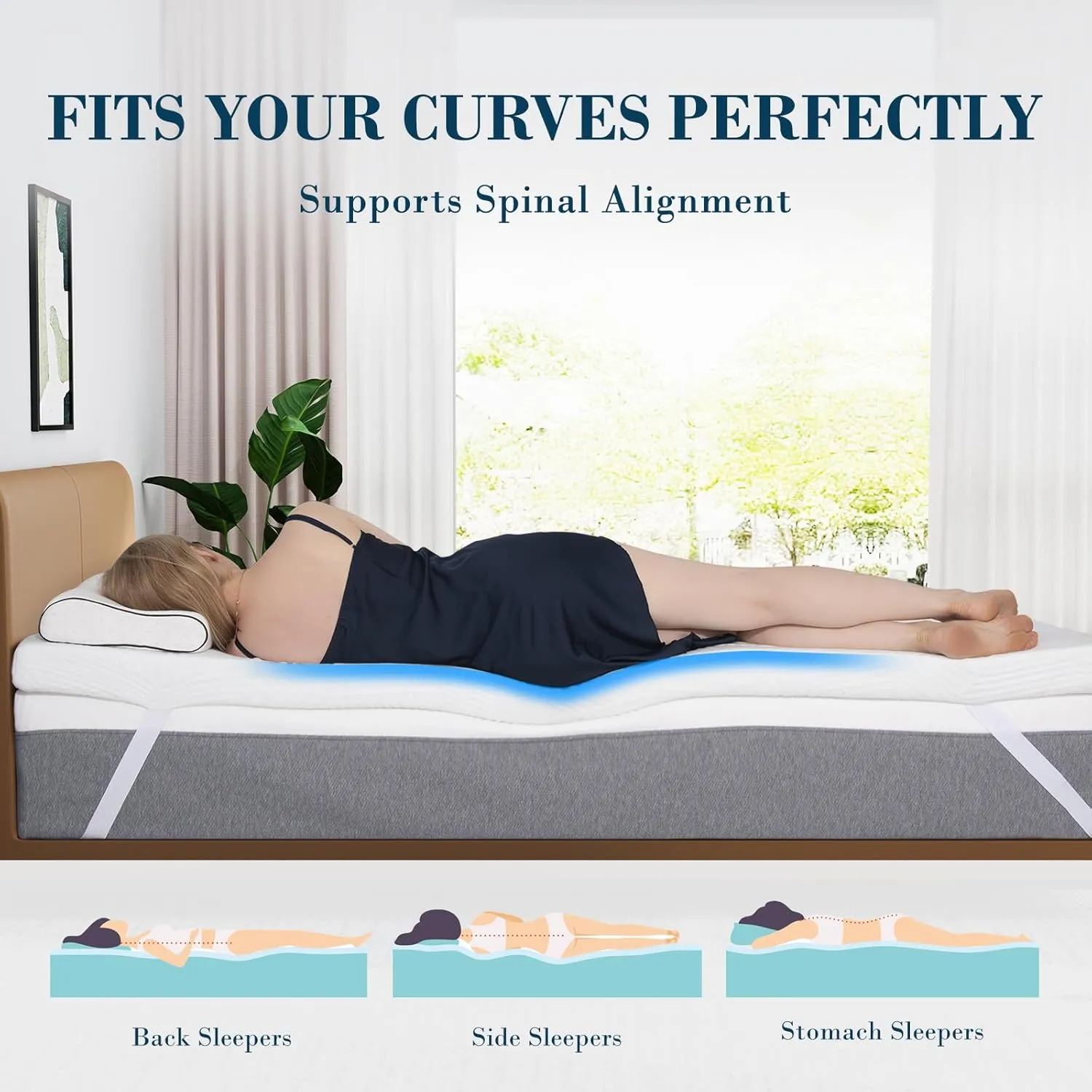 3 Inch Full Size Memory Foam Mattress Topper, Cooling Gel Bed Topper with Removable Cover, Soft & Pain Relief & Breathable, CertiPUR-US & Oeko-Tex Certified
