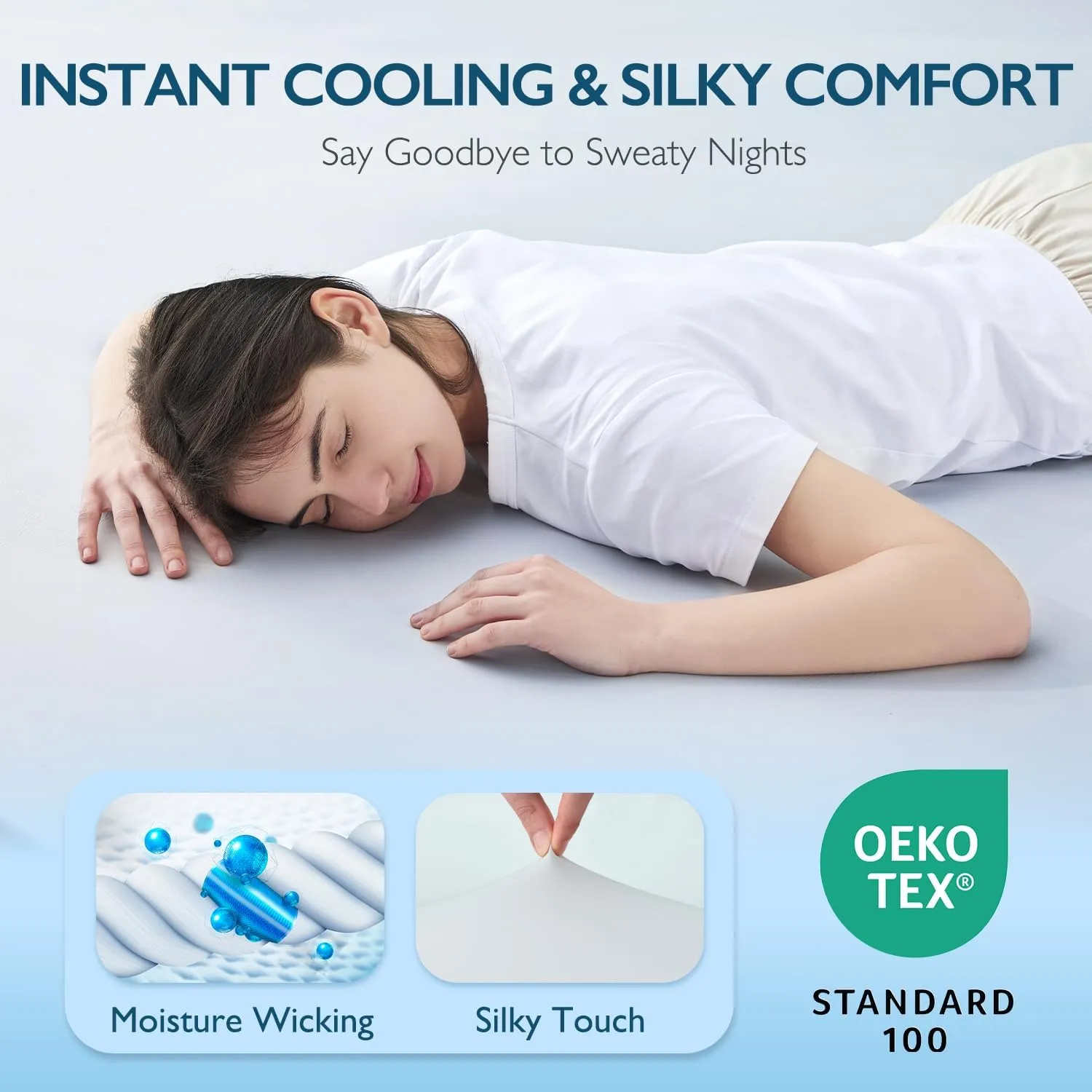 3 Inch Gel Memory Foam Cooling Mattress Topper Queen Size with Cool-Touch Silky Cover for Cool Sleep & Pressure Relief, Non-Slip Adjustable Straps & Removable Cover, CertiPUR-US & Oeko-Tex Certified