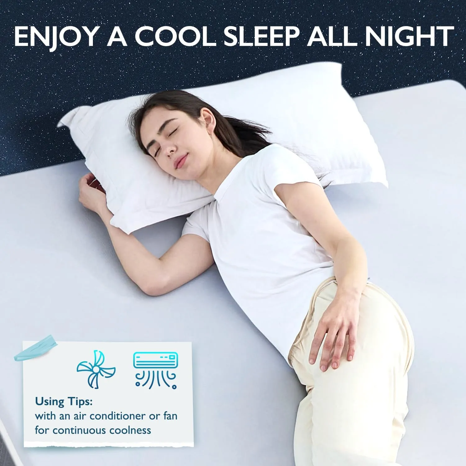3 Inch Gel Memory Foam Cooling Mattress Topper Queen Size with Cool-Touch Silky Cover for Cool Sleep & Pressure Relief, Non-Slip Adjustable Straps & Removable Cover, CertiPUR-US & Oeko-Tex Certified