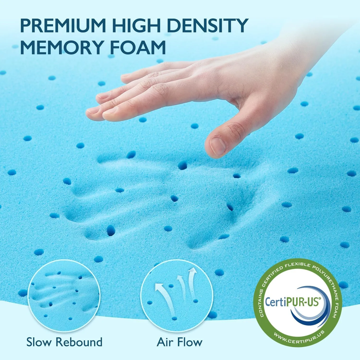 3 Inch Gel Memory Foam Cooling Mattress Topper Queen Size with Cool-Touch Silky Cover for Cool Sleep & Pressure Relief, Non-Slip Adjustable Straps & Removable Cover, CertiPUR-US & Oeko-Tex Certified