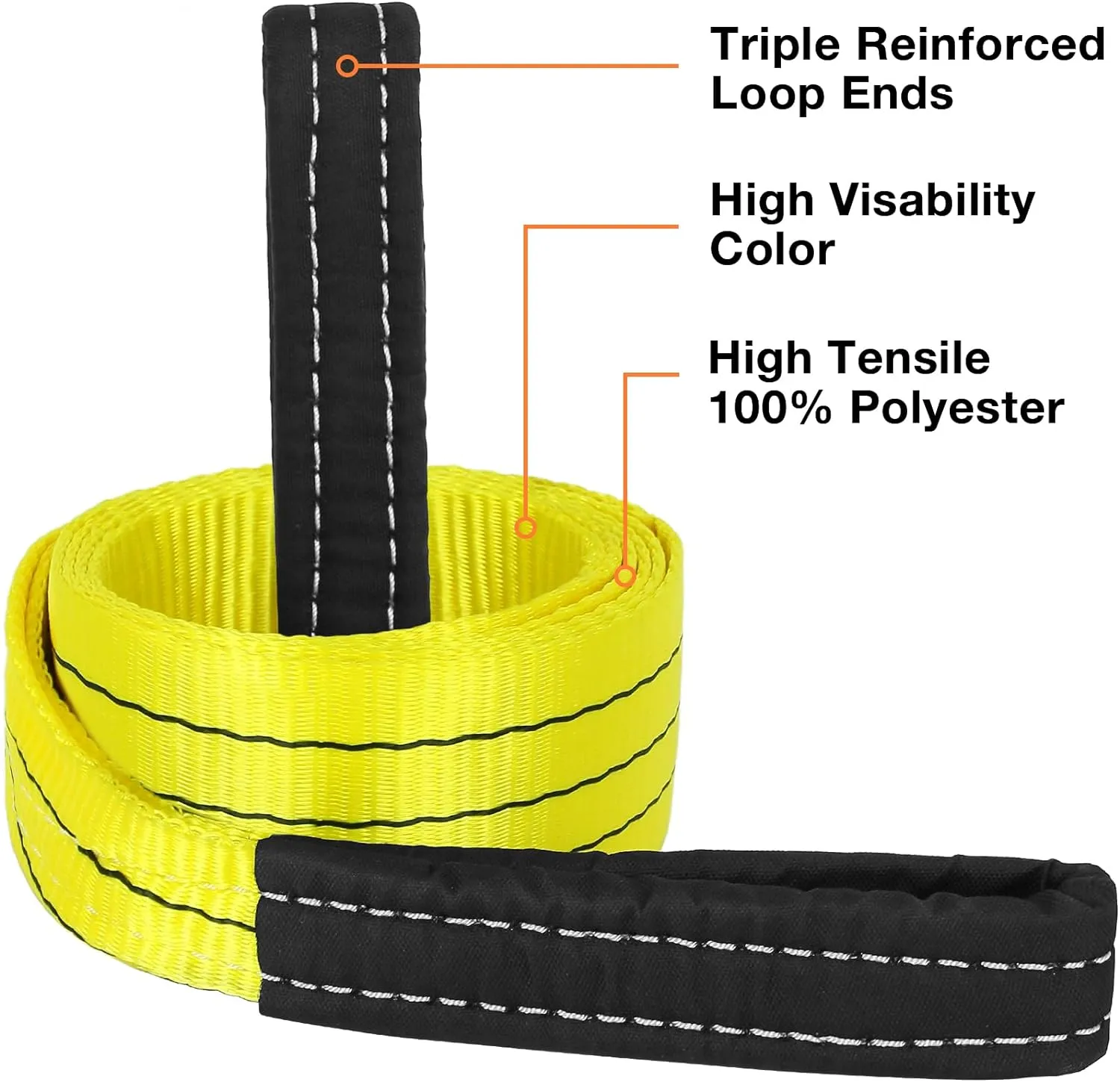 3 Inch,8 Foot Tree Saver,Pull Strap,Tow Straps,Winch Ropes,30,000 Pound Capacity,Heavy Duty Rope Pulling,Wire,Lifting Sling,Rigging Cable for Vehicle,Emergency Kit Use 2 Pack