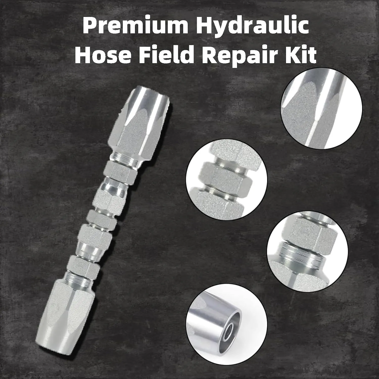 3 Pack 1/4" 3/8'' 1/2'' Hydraulic Hose Field Repair Kit 1/4" 3/8'' 1/2'' Inner Diameter Reusable Hydraulic Hose Fittings Hydraulic Hose Connector (1/4 & 3/8 & 1/2 Inch)