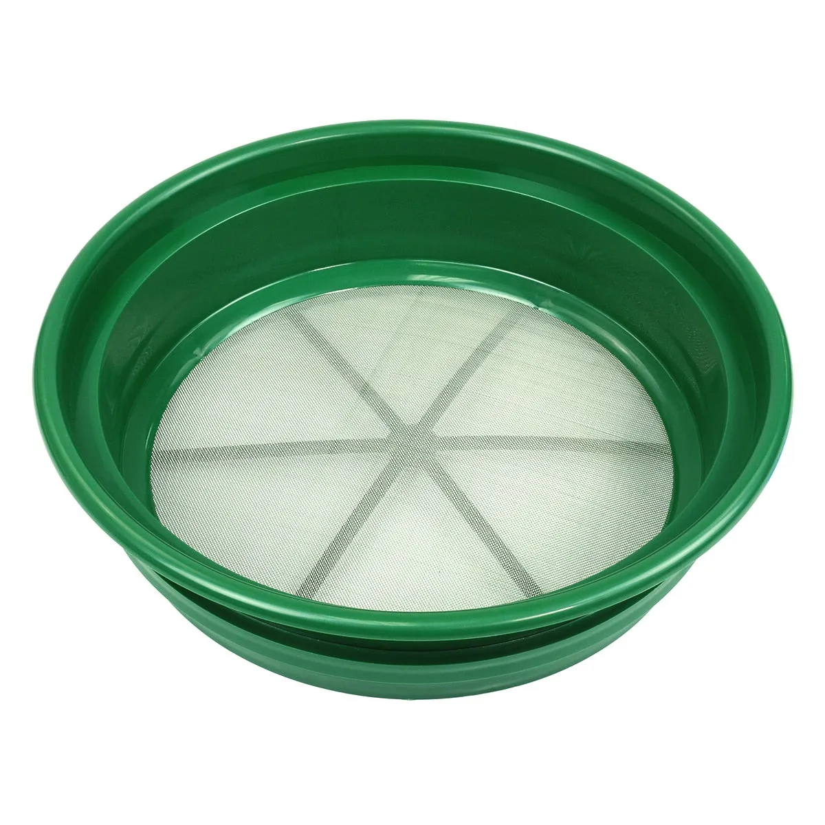 3 pc Green Plastic Gold Sifting Pan Classifier Stackable Mesh Sizes 1/20 1/70