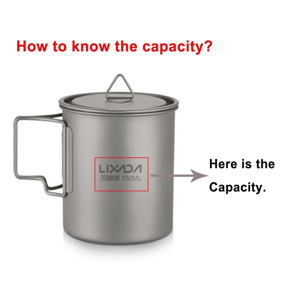 3 Pieces Titanium 750ml Pot Cookware Set