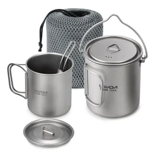 3 Pieces Titanium 750ml Pot Cookware Set