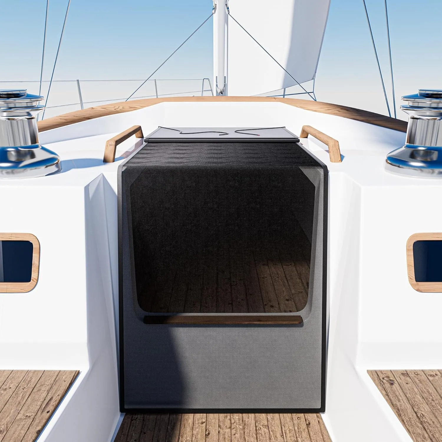 35"×71" Boat Companionway Net with Full Blackout Blind，Sailboat Cover with Double Layer Can Switch，Boat Screen for Boat Hatch is Essential Sailing Accessories