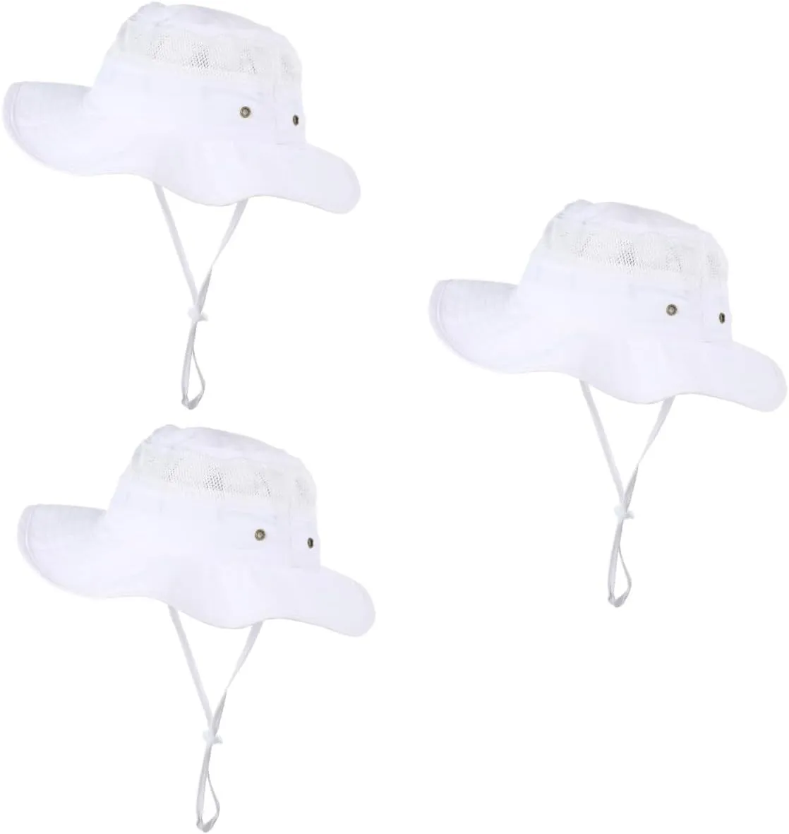 3pcs Unisex Beach for Kids Sun-Shading Mesh Bucket Hat Perfect for Outdoor Activities White