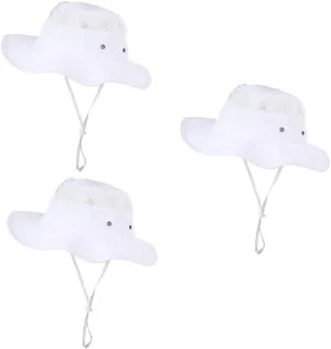 3pcs Unisex Beach for Kids Sun-Shading Mesh Bucket Hat Perfect for Outdoor Activities White