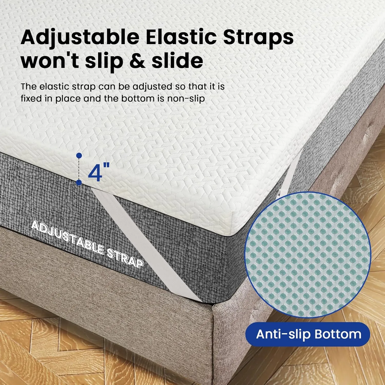 4 Inch Gel Memory Foam Mattress Topper Queen, Cooling Mattress Topper with Removable & Washable Bamboo Cover, CertiPUR-US Certified