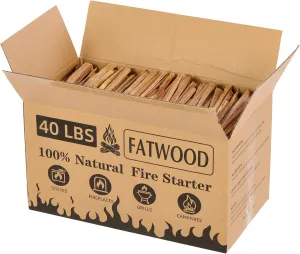 40 Lbs Fatwood Fire Starters for Wood Stove,Fire Starter Sticks for Fireplace,Fire Logs with Cedar Wood,Pine Firestarter for Campfire/Stove/Grill,Home/Camping Essentials Fireplace Tools(40 LBS)