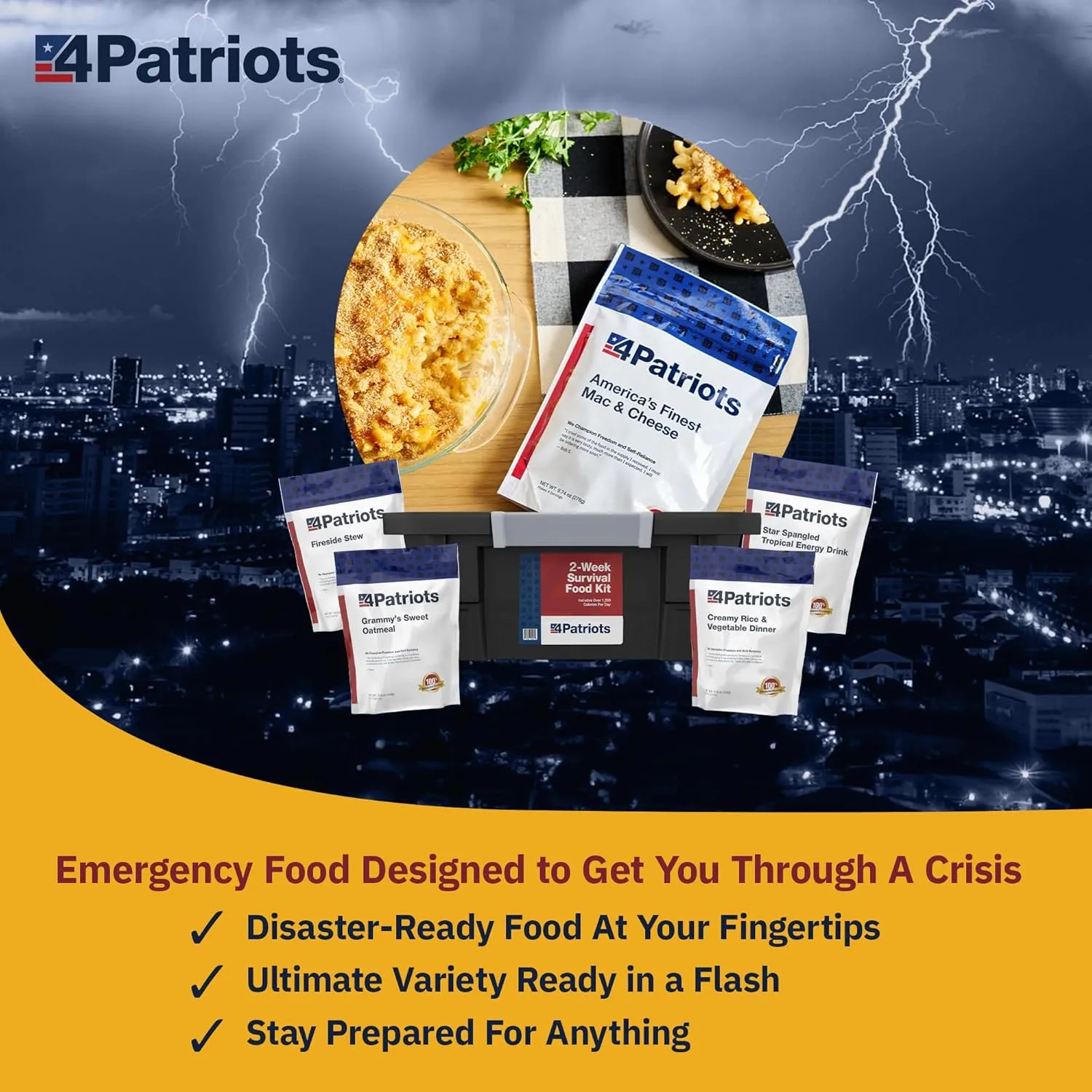 4Patriots 1-Week Survival Food Kit: Emergency Food Supply Designed to Last 25 Years, 42 Servings